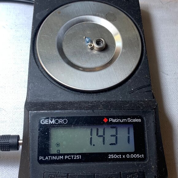 VTG Sterling Silver 925 Slide Charm Baby Blue Crystal Bead Dangle Size .75" Long - Picture 7 of 8